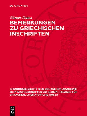 cover image of Bemerkungen zu griechischen Inschriften